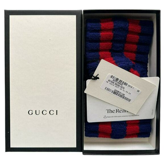 (LAST STOCK!!!) GUCCI Blue and Red Wool Headband w/ Tags and Box, M57 - Picture 8 of 10